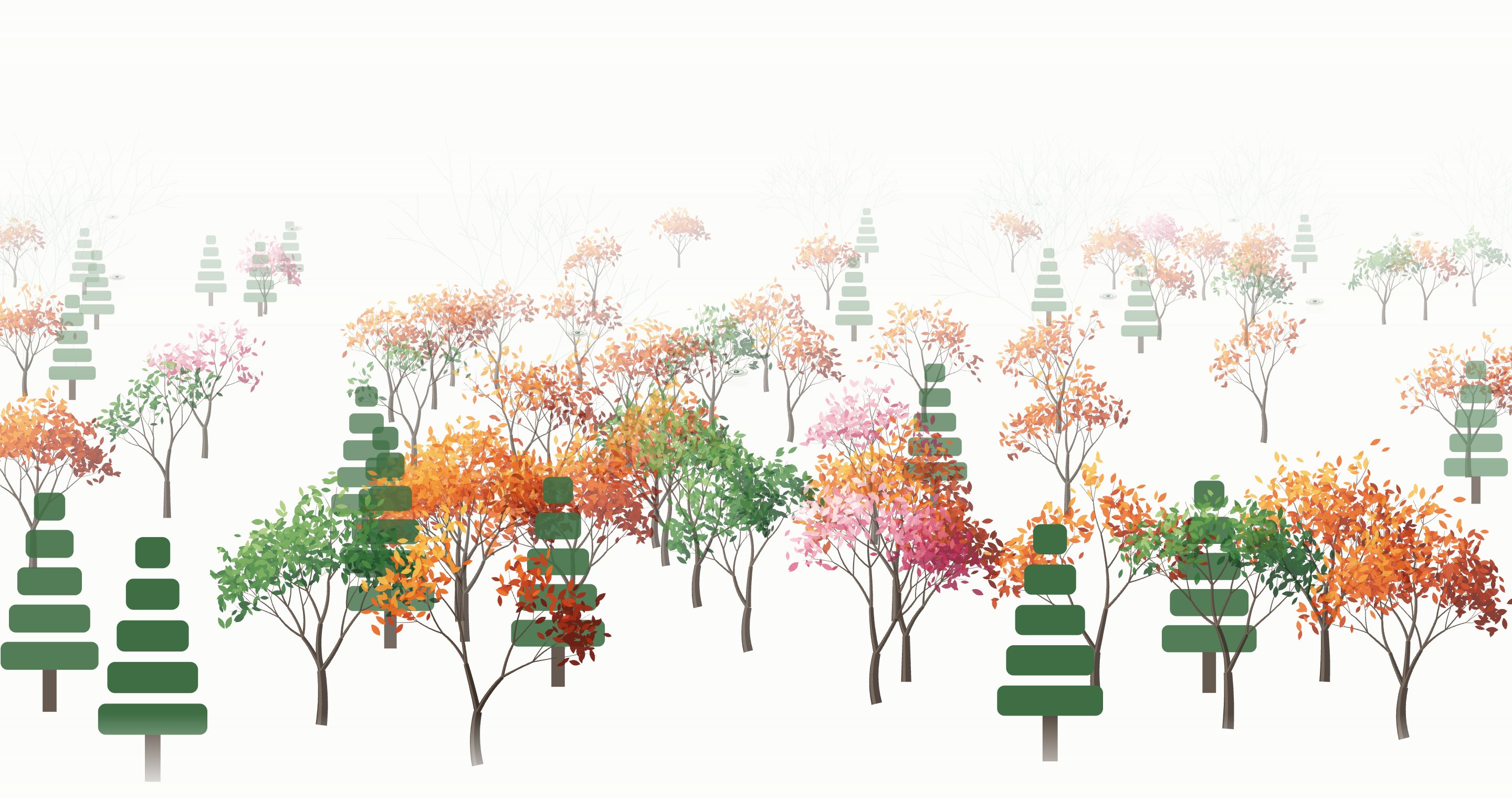 A forest of companies of every species and size, some with their giant versions drawn above them